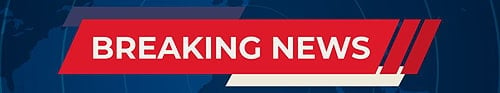 A breaking news banner